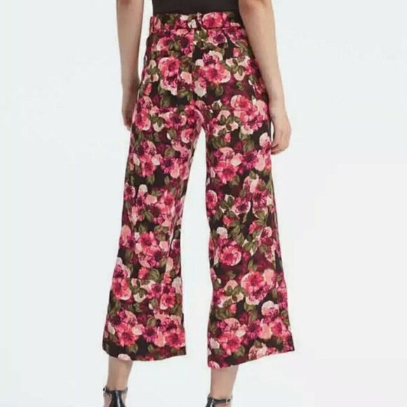 Banana Republic Blake Mid Rise Wide Leg Crop Floral Belted Pants 2 PETITE RT$120 - Picture 2 of 11